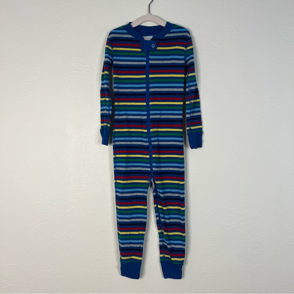 Hanna Andersson Boys Organic Cotton Zip Pajamas Striped Blue Multi Size 3T